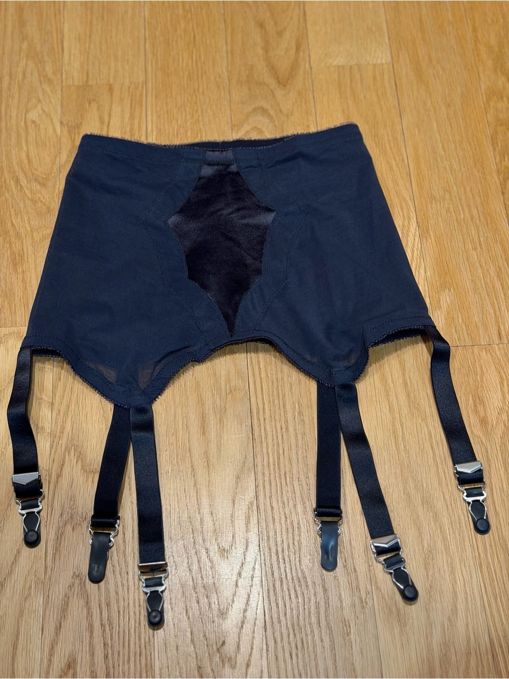 Vintage Secrets In Lace Medium Black 6 Strap Garter Belt Sheer Lingerie Sexy